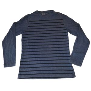 Structure Slimfit Long Sleeve Light Blue/Dark Blue Striped Cotton Shirt Size Med